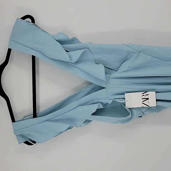 Zara Flowy Pastel Light Blue Midi Dress  Size Large NWT - Picture 7 of 13